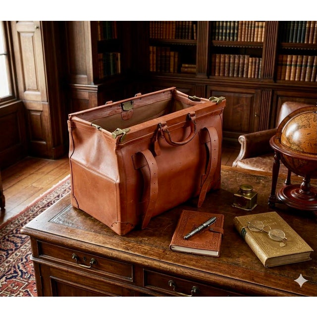Mid 20th Century Swaine & Adeney Vintage English Cognac Leather Gladstone Travel Bag – Royal Warrant, Keys & Brass Hardware For Sale - Image 5 of 10