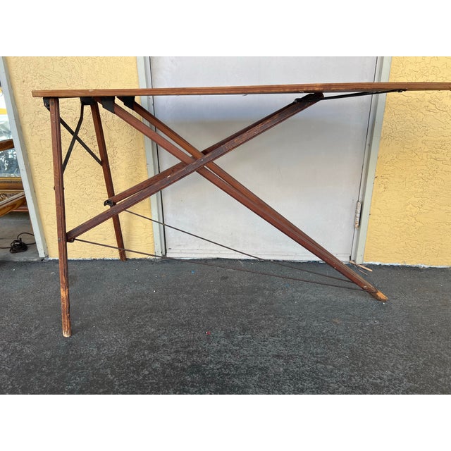 Rustic Vintage Farmhouse Style Folding Wood Ironing Board For Sale - Image 3 of 4