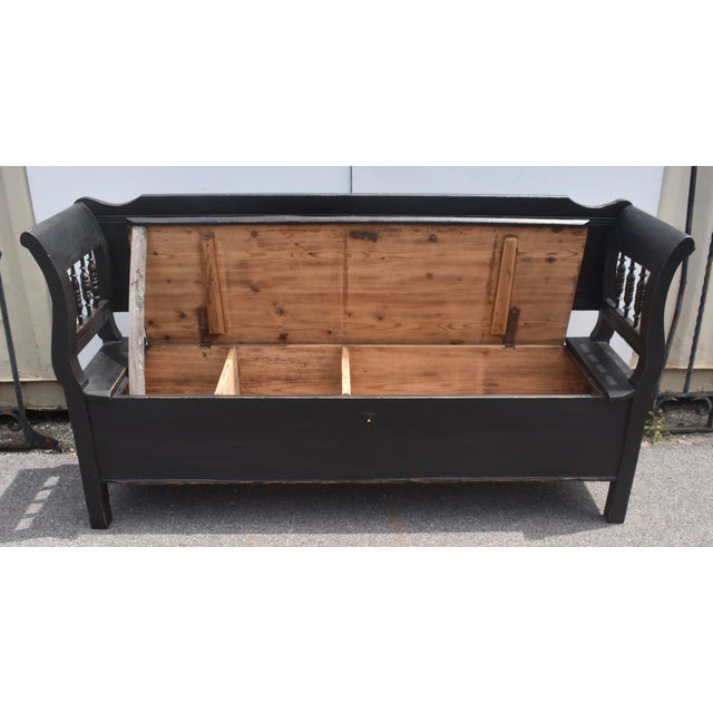 Painted Pine and Oak Storage Bench or Settle For Sale - Image 11 of 12