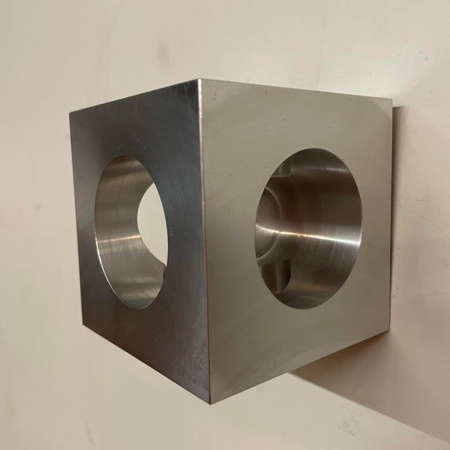 1997 Wall-Mounted Precision Aluminum Cube Sculpture For Sale - Image 9 of 17