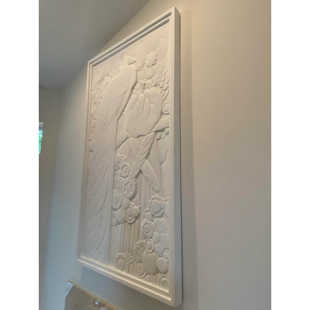 Eggshell Gorgeous One of a Kind Post Modern Contemporary Three Dimensional Fiberglass Peacock Wall Art Mural For Sale - Image 8 of 12