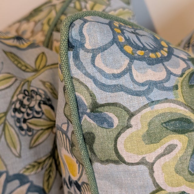 Not Yet Made - Made To Order Thibaut Peony Garden Pillows in Spa Blue - Pair For Sale - Image 5 of 7