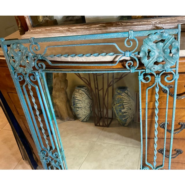 Antique Wrought Iron Gate Mirror – Repurposed Architectural Salvage For Sale - Image 14 of 15