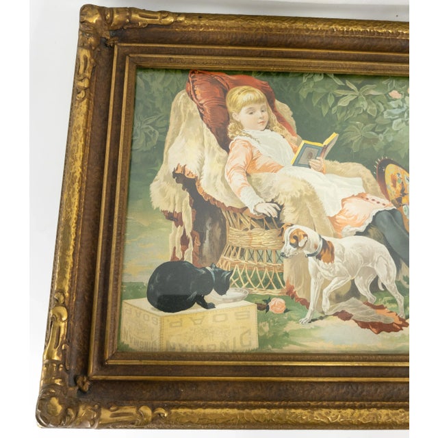 We are selling this great 19th century bright chromolithograph advertising print for Dingman soap with a charming young...