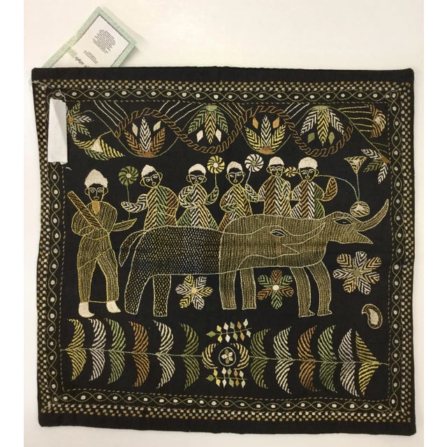 Vintage Hand Embroidered Accent Pillow Cover For Sale - Image 9 of 9