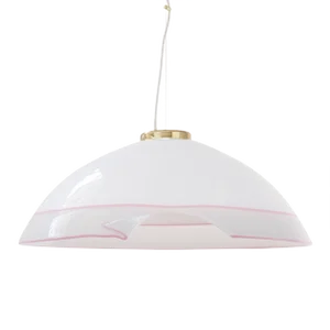 Large Italian Ceiling Lamp in White Murano Glass with Pink Gray Finishes, 1980s