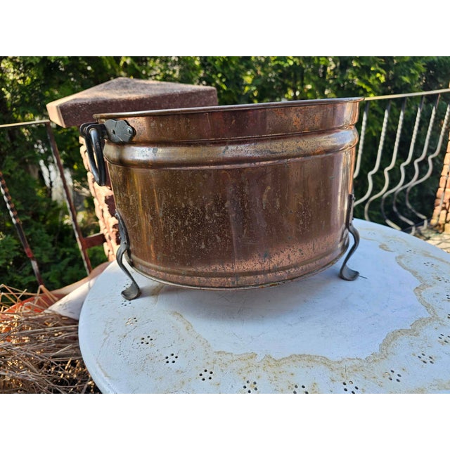 Brown Art Deco Copper Wood Container for Fireplace, 1940s For Sale - Image 8 of 8