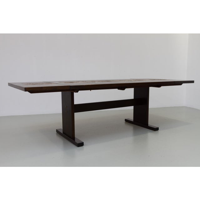1970s Danish Brutalist Oak Drop Leaf Dining Table with Ox Art Tiles by Gangso, 1970s For Sale - Image 5 of 18