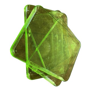 Early 21st Century Green Acrylic Trays- Set of 4 For Sale