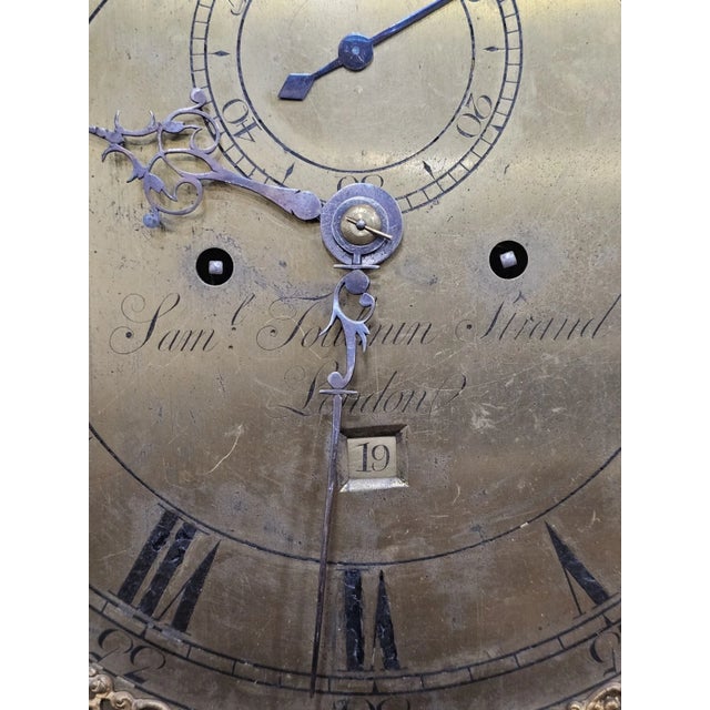 Famous English Mahogany Tall Case Clock Made by Samuel Toulmin London Circa 1770 For Sale - Image 13 of 16