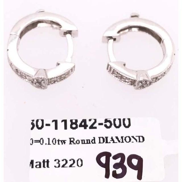Antique White 14 Karat White Gold Diamond Heart Front and Back Hoop Earrings For Sale - Image 8 of 8