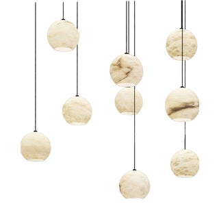 Rain Balls Pendant Lamps by United Alabaster, Set of 9 For Sale