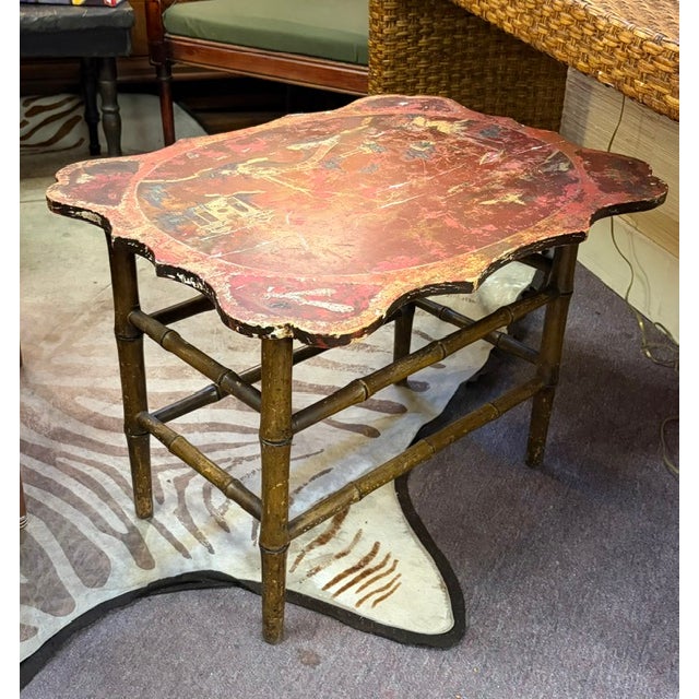Early Mid Century Chinese Wood Table With Bamboo Wood Base For Sale In New York - Image 6 of 14