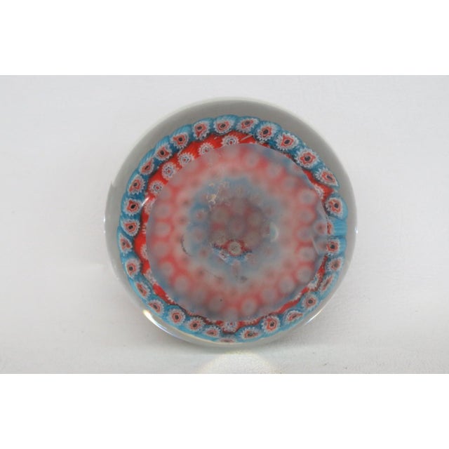 Large Round Art Glass Paper Weight Italian Murano Style Millefiori Flowers 5130b For Sale In Miami - Image 6 of 9