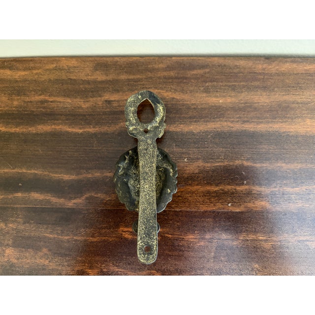 Circa 1930s English Cast Brass Lion Head Door Knocker For Sale - Image 9 of 9
