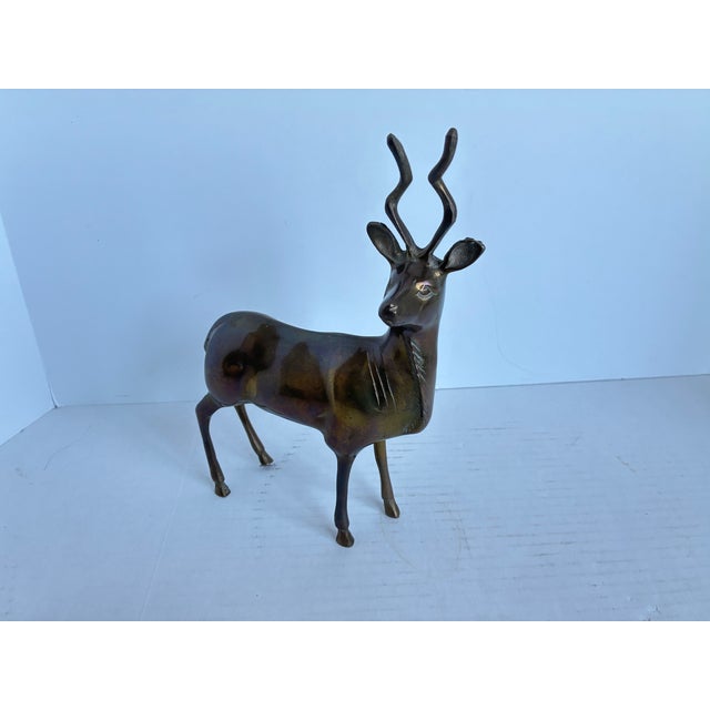 1960s Vintage Mid-Century Modern Brass Antelope / Gazelle Figurine For Sale - Image 5 of 14