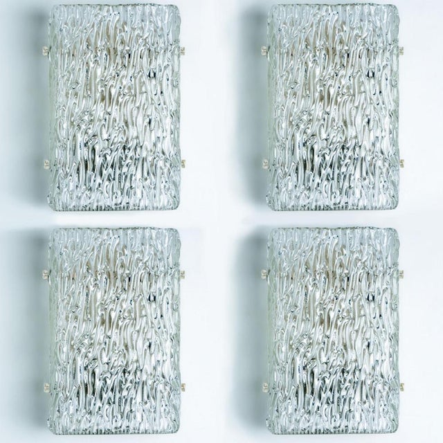 1970s Textured Wave Glass Wall Light attributed to Kaiser Leuchten, 1970s For Sale - Image 5 of 16