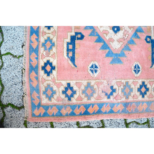 Vintage Pastel Muted Pink Rug For Sale - Image 9 of 11