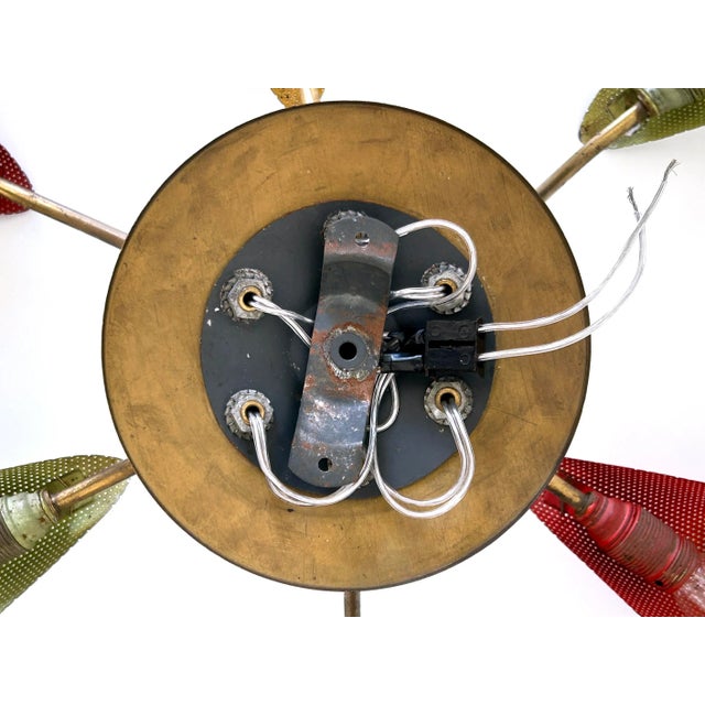 Mid-Century Modern Perforated Metal and Brass Ceiling Lamp by Mathieu Matégot, 1950s For Sale - Image 18 of 18