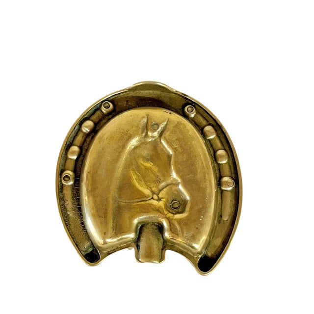 Vintage French Gilt Bronze Horse and Horseshoe Ashtray Dish Chairish