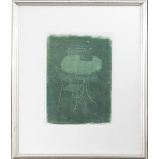Joseph Solman, Monotype Print Painting Garden Scene Table Chair Joseph Solman American Art WPA, 1980 For Sale
