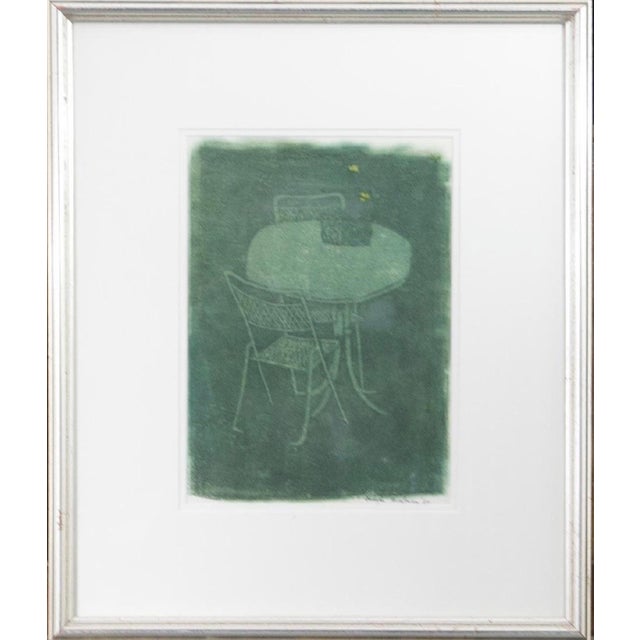 Joseph Solman, Monotype Print Painting Garden Scene Table Chair Joseph Solman American Art WPA, 1980 For Sale