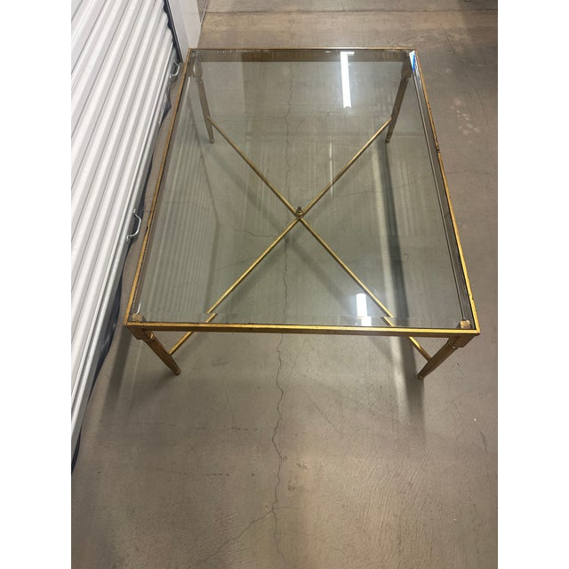 1990s Vintage Gold Metal Coffee Table For Sale - Image 9 of 9