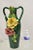 Vtg Victorian Style Green Ceramic Capodimonte 18" Vase With Pink Yellow Flowers For Sale - Image 10 of 13