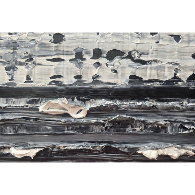 Paper Emotional Topography — Horizon (No. 1) | Original Black & White Abstract Seascape by Diane Grant For Sale - Image 7 of 13