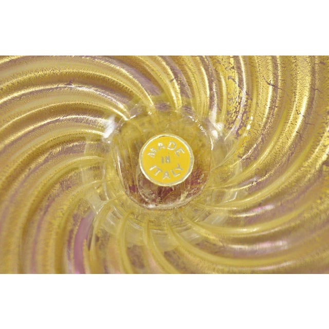Pink Early 20th Century MCM Fratelli Toso Balboa Italian Blown Glass Pink Swirl Gold Flecks Fruit Bowl For Sale - Image 8 of 9