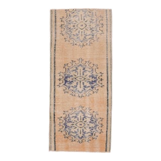 1970s Vintage Handmade Wool Cotton Beige Runner Rug For Sale