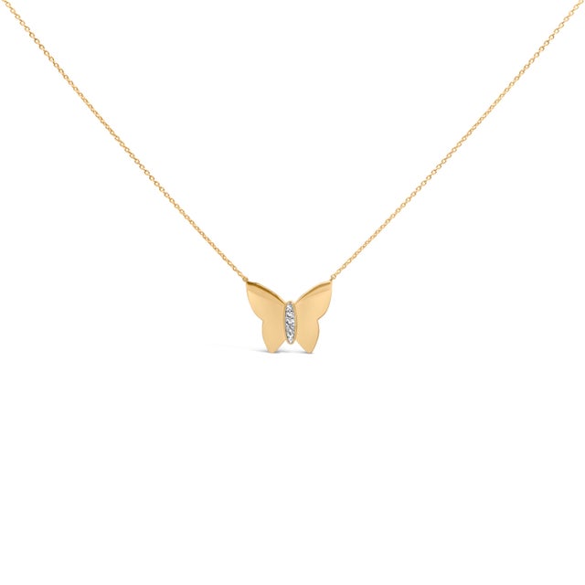 Like a whisper of spring suspended at your collarbone, this butterfly pendant glows with a mirror-smooth, high-polish...