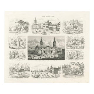 Antique Print of Peru, Bolivia and Chile Lima Cathedral and Views, 1855 For Sale