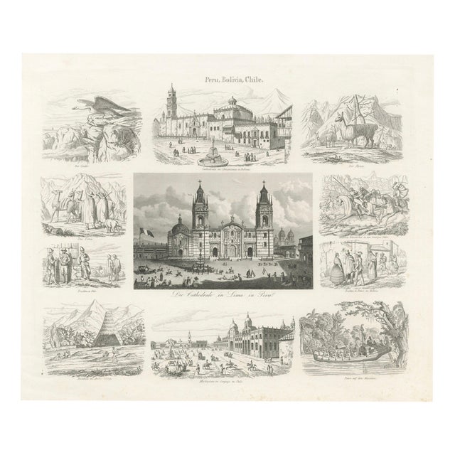 Antique Print of Peru, Bolivia and Chile Lima Cathedral and Views, 1855 For Sale