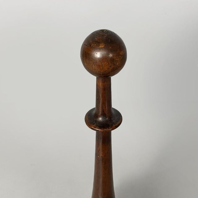 Italian Round Doorstop in Turned Wood, 1930s For Sale - Image 4 of 12