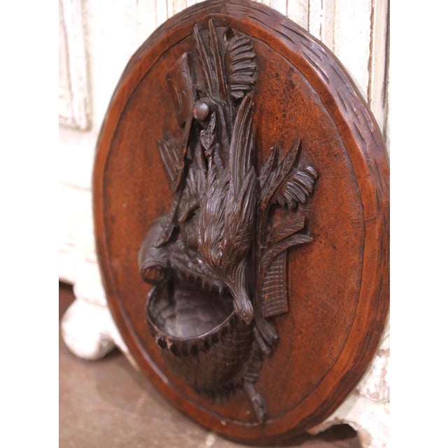 Pair of 19th Century French Black Forest Carved Walnut Game and Harvest Wall Plaques For Sale - Image 9 of 10