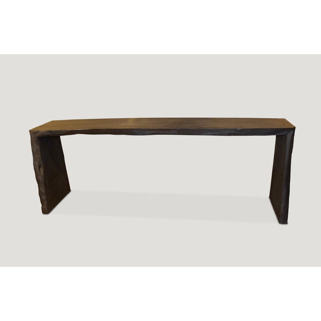 Andrianna Shamaris Triple Burnt Teak Wood Console For Sale - Image 16 of 18
