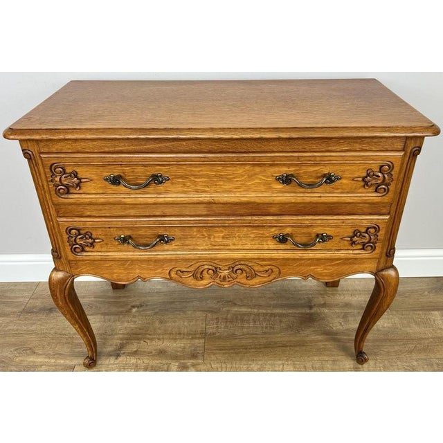 Vintage French Louis Style Oak Chest of 2 Drawers For Sale - Image 15 of 15