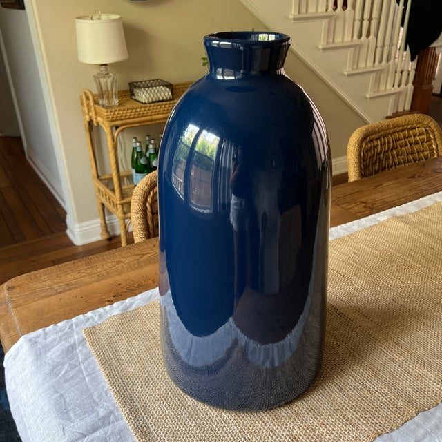 Transitional Serena and Lily Navy Blue Vase For Sale - Image 3 of 3