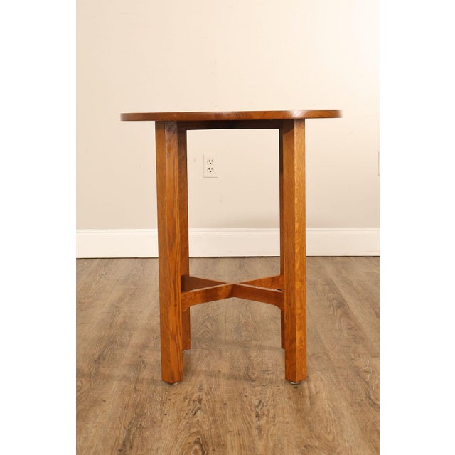 Stickley Mission Ellis Inlaid Round Oak Side Table For Sale - Image 16 of 18
