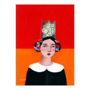 Halle With Money Crown, Contemporary Modern Portrait Oil Painting by Alexandra Swistak