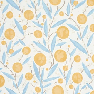 Schumacher Mirabelle Wallpaper in Yellow & Sky - 10 Yards For Sale