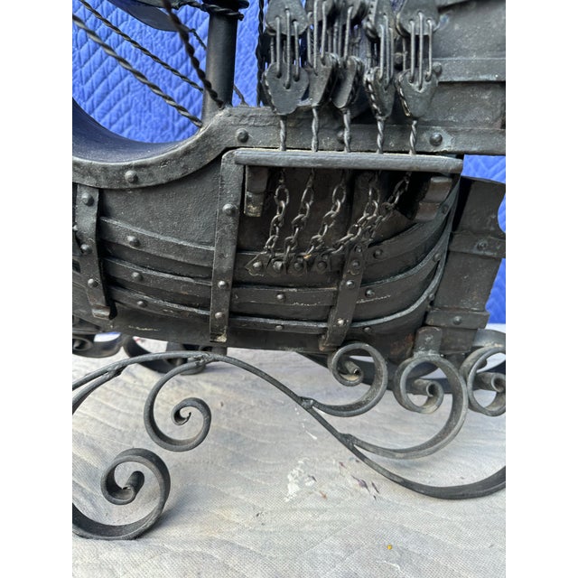Vintage Hand Forged Black Metal Pirates Ship For Sale In New York - Image 6 of 10