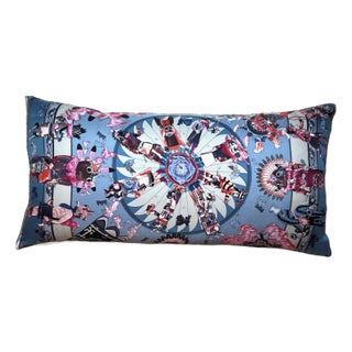 Hermes Kachina Vintage Silk Scarf Lumbar Pillow For Sale