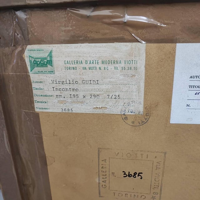 Paper Virgilio Guidi, Color Engraving, Framed For Sale - Image 7 of 10