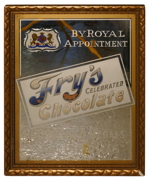 Frys Celebrated Chocolate Advertising Mirror by Royal Appointment, 1930