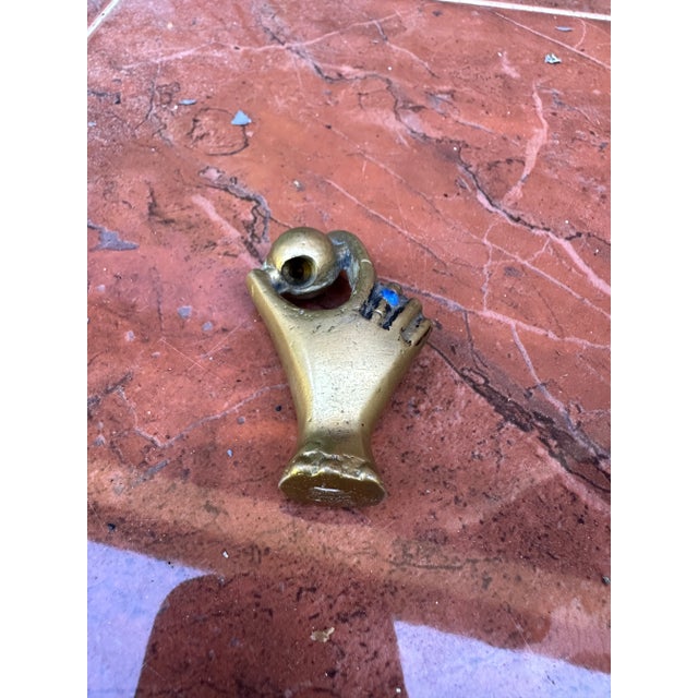 Metal 1970s Portuguese Pen Holder and Tiger Lighter Mini Collection - Set of 2 For Sale - Image 7 of 9