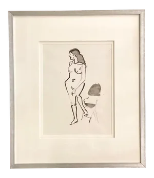 Vintage Nude Drawing by John Alfred Begg, Framed