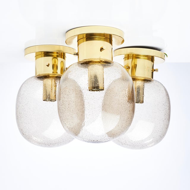 1970s Ceiling Light in Brass and Glass from Glashütte Limburg, 1970s For Sale - Image 5 of 5