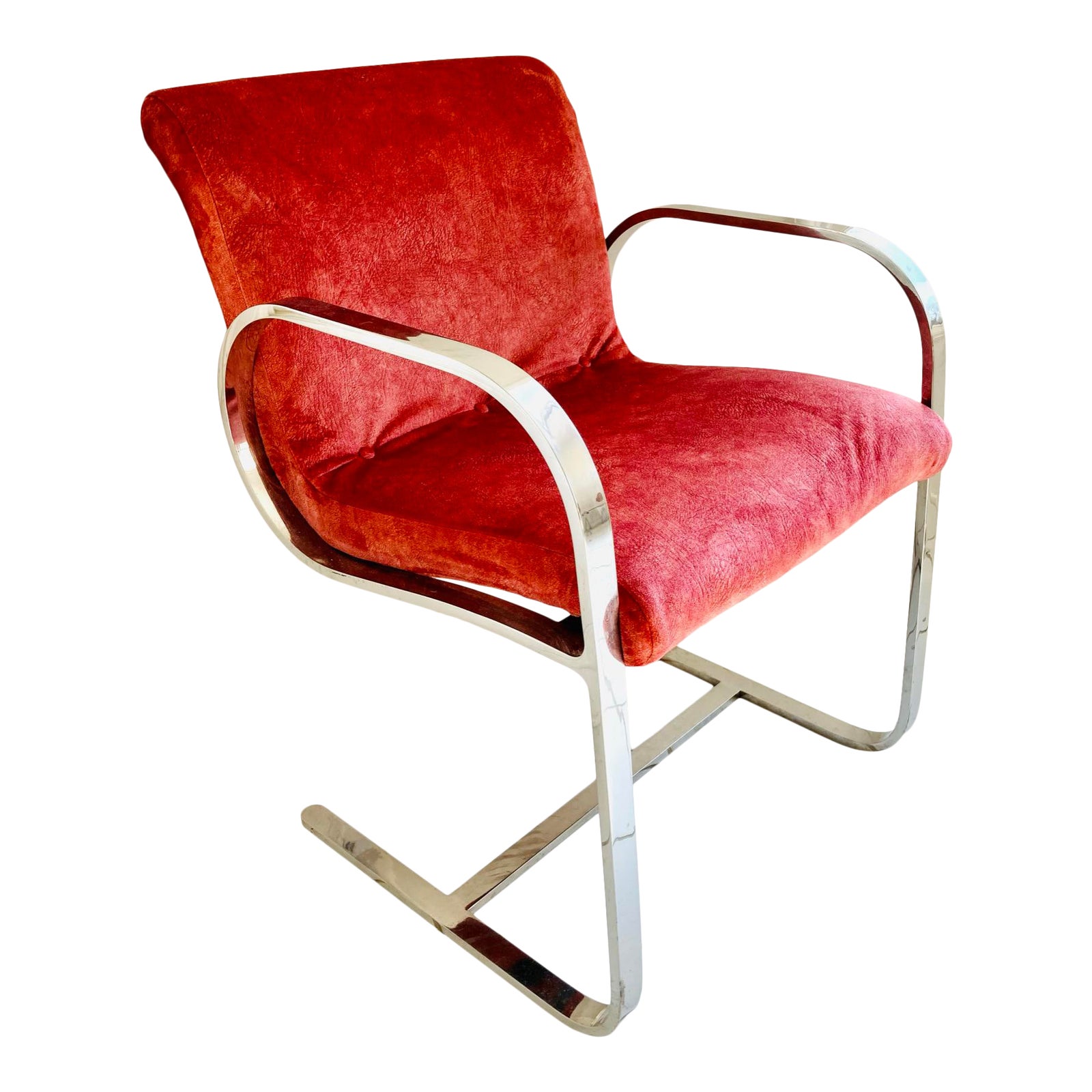 Modern High Back Chrome Arm Chair With Sculpted Upholstered Seat Chairish